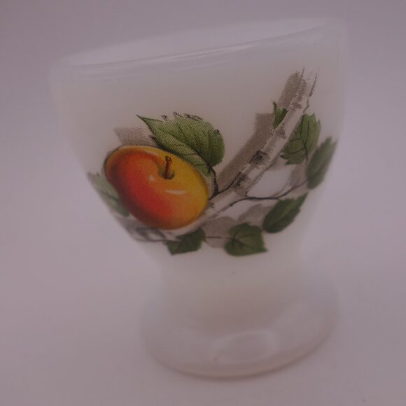 Set of Three(3)Arcopal Milk Glass Egg Cup feat "Fruits de France" (Apple)Pattern - Picture 3 of 16